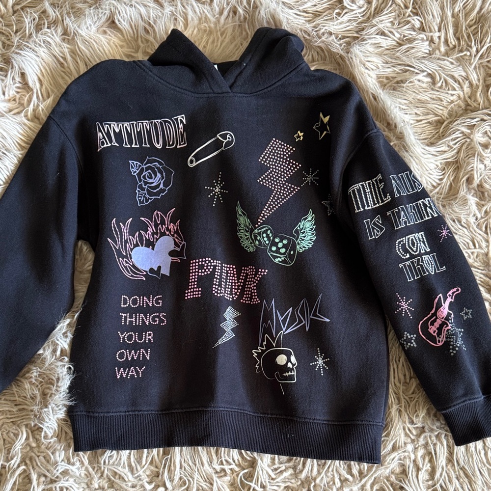Kids Zara Black Graphic Kids Hoodie